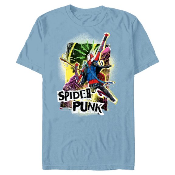 Marvel Spider-Man: Across the Spider-Verse Spider-Punk Pose - Short Sleeve Blended T-Shirt for Adults - Customized-Ocean Blue