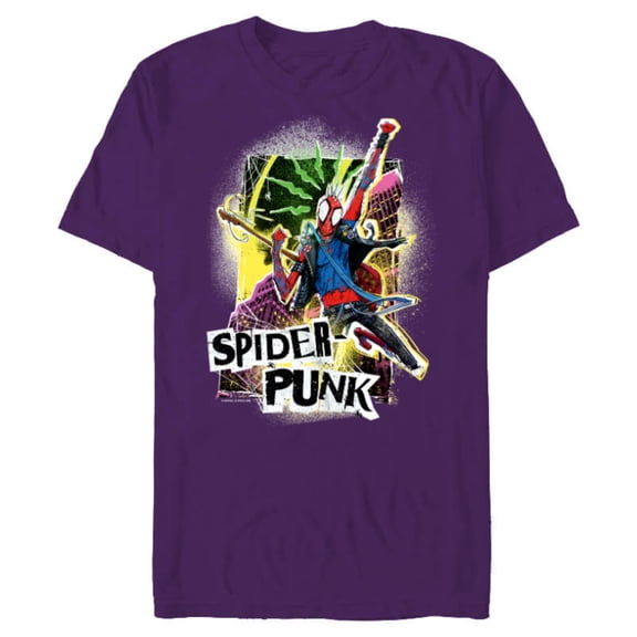 Marvel Spider-Man: Across the Spider-Verse Spider-Punk Pose - Short Sleeve Blended T-Shirt for Adults - Customized-Purple