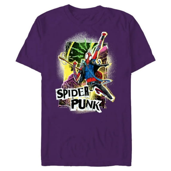 Marvel Spider-Man: Across the Spider-Verse Spider-Punk Pose - Short Sleeve Blended T-Shirt for Adults - Customized-Purple