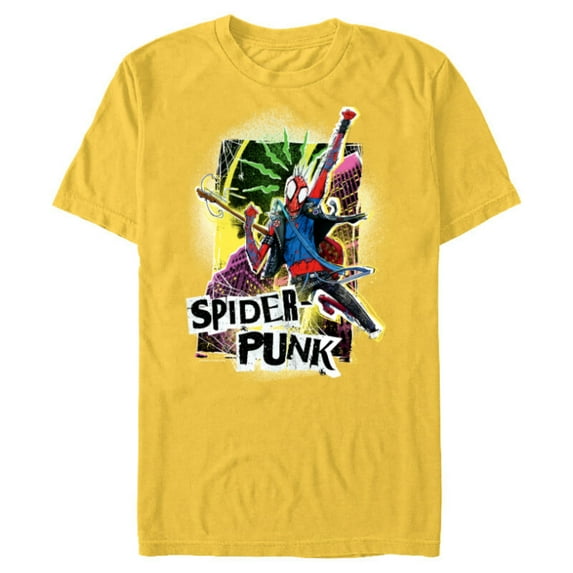 Marvel Spider-Man: Across the Spider-Verse Spider-Punk Pose - Short Sleeve Blended T-Shirt for Adults - Customized-Yellow