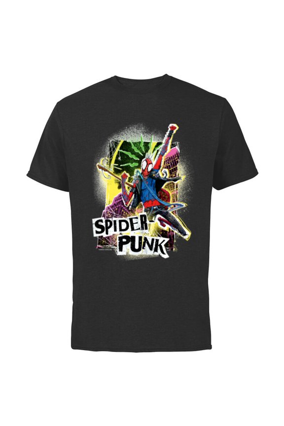 Spider-Man: Across the Spider-Verse Spider-Punk Pose - Short Sleeve Cotton T-Shirt for Adults - Customized-Black
