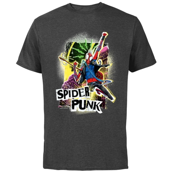 Marvel Spider-Man: Across the Spider-Verse Spider-Punk Pose - Short Sleeve Cotton T-Shirt for Adults - Customized-Charcoal Heather