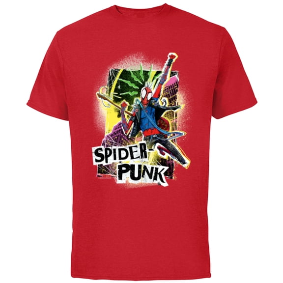 Marvel Spider-Man: Across the Spider-Verse Spider-Punk Pose - Short Sleeve Cotton T-Shirt for Adults - Customized-Red