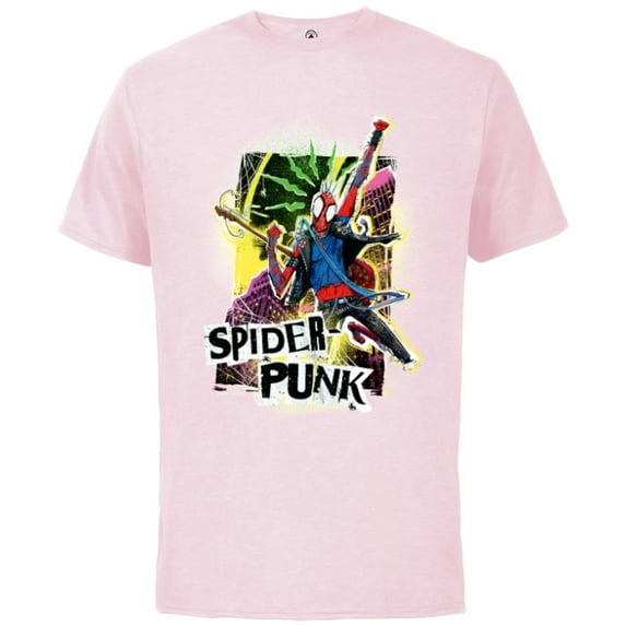 Marvel Spider-Man: Across the Spider-Verse Spider-Punk Pose - Short Sleeve Cotton T-Shirt for Adults - Customized-Soft Pink