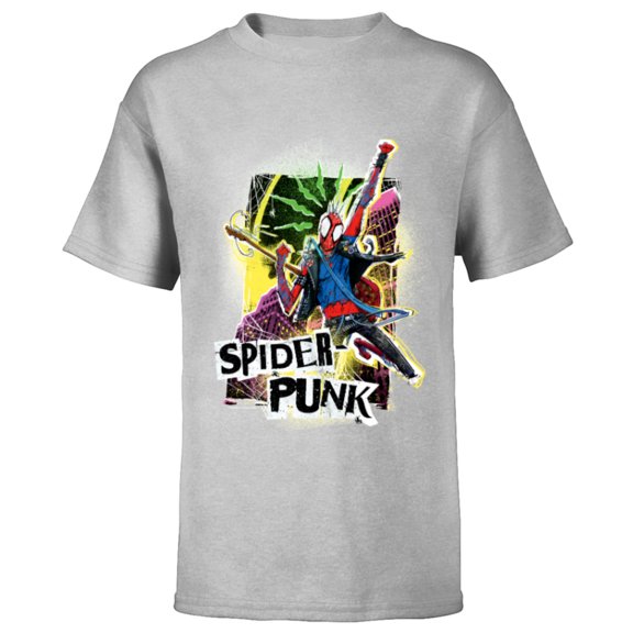 Marvel Spider-Man: Across the Spider-Verse Spider-Punk Pose - Short Sleeve T-Shirt for Kids - Customized-Athletic Heather