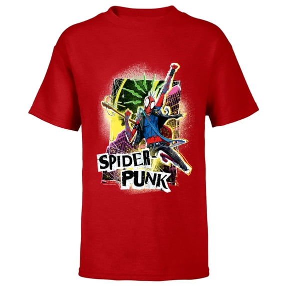 Marvel Spider-Man: Across the Spider-Verse Spider-Punk Pose - Short Sleeve T-Shirt for Kids - Customized-Red