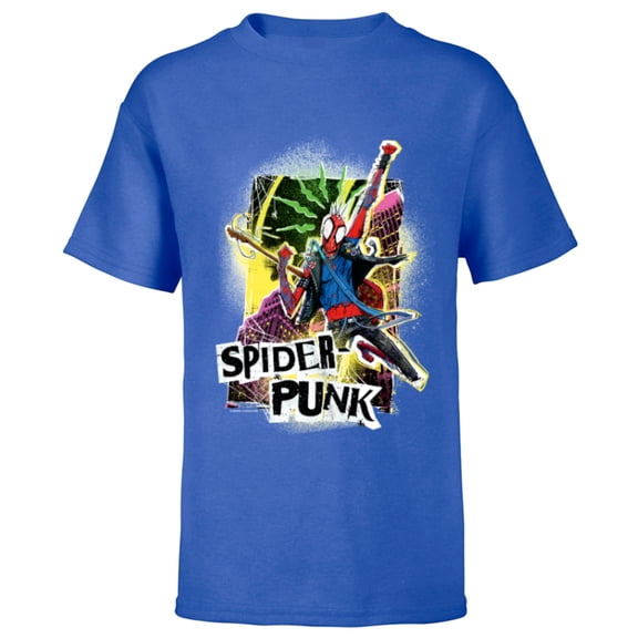Marvel Spider-Man: Across the Spider-Verse Spider-Punk Pose - Short Sleeve T-Shirt for Kids - Customized-Royal
