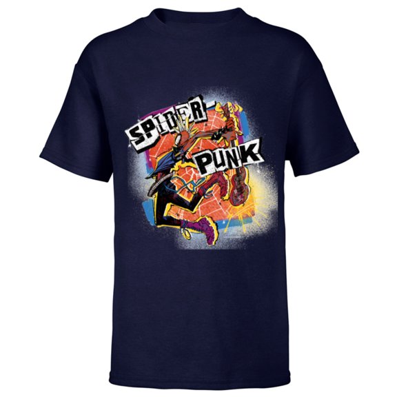 Marvel Spider-Man: Across the Spider-Verse Spider-Punk Smash - Short Sleeve T-Shirt for Kids - Customized-Navy