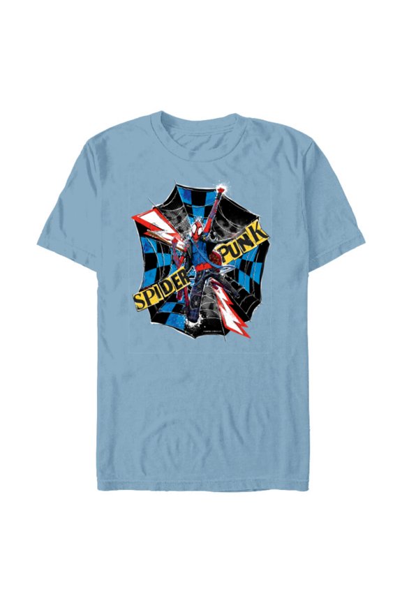 Spider-Man: Across the Spider-Verse Spider-Punk Web - Short Sleeve Blended T-Shirt for Adults - Customized-Ocean Blue