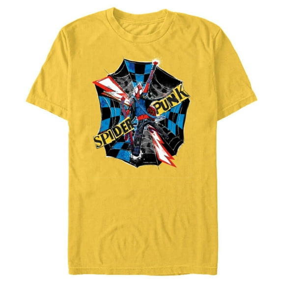 Marvel Spider-Man: Across the Spider-Verse Spider-Punk Web - Short Sleeve Blended T-Shirt for Adults - Customized-Yellow