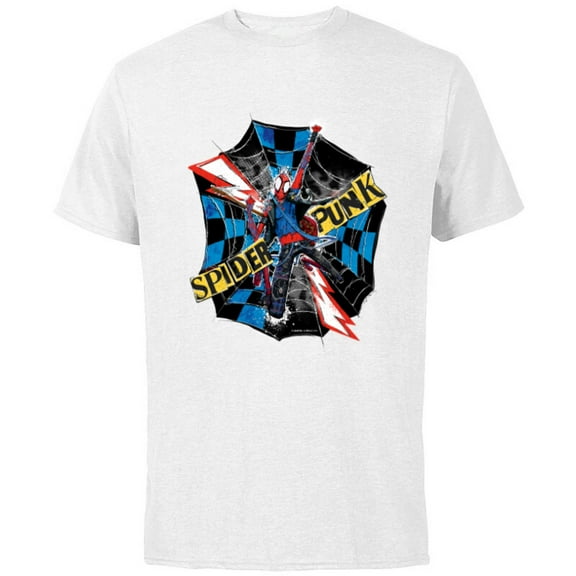 Marvel Spider-Man: Across the Spider-Verse Spider-Punk Web - Short Sleeve Cotton T-Shirt for Adults - Customized-White