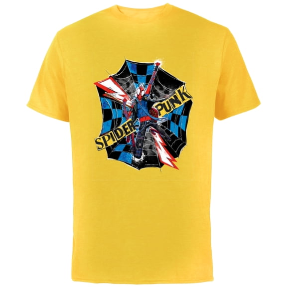Marvel Spider-Man: Across the Spider-Verse Spider-Punk Web - Short Sleeve Cotton T-Shirt for Adults - Customized-Yellow