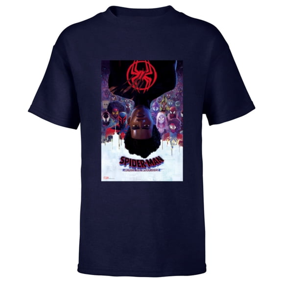 Marvel Spider-Man: Across the Spider-Verse Theatrical Poster - Short Sleeve T-Shirt for Kids - Customized-Navy
