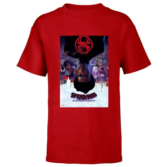 Marvel Spider-Man: Across the Spider-Verse Theatrical Poster - Short Sleeve T-Shirt for Kids - Customized-Red