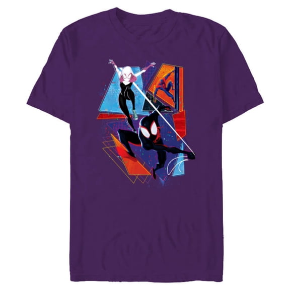 Marvel Spider-Man: Across the Spider-Verse Three Spiders - Short Sleeve Blended T-Shirt for Adults - Customized-Purple