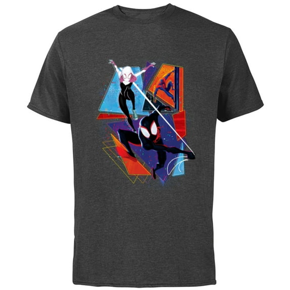 Marvel Spider-Man: Across the Spider-Verse Three Spiders - Short Sleeve Cotton T-Shirt for Adults - Customized-Charcoal