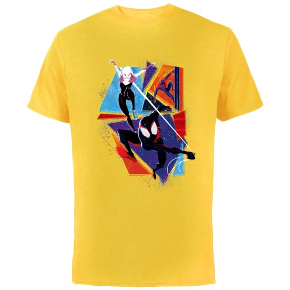 Marvel Spider-Man: Across the Spider-Verse Three Spiders - Short Sleeve Cotton T-Shirt for Adults - Customized-Yellow