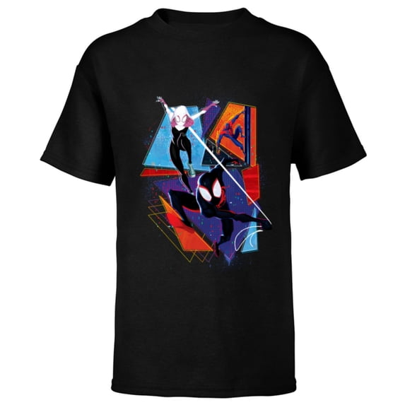 Marvel Spider-Man: Across the Spider-Verse Three Spiders - Short Sleeve T-Shirt for Kids - Customized-Black