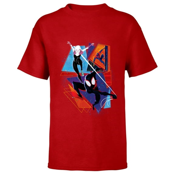 Marvel Spider-Man: Across the Spider-Verse Three Spiders - Short Sleeve T-Shirt for Kids - Customized-Red