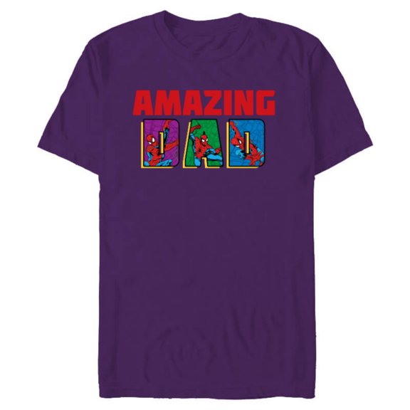Marvel Spider-Man Amazing Dad Birthday Father’s Day - Short Sleeve Blended T-Shirt for Adults - Customized-Purple