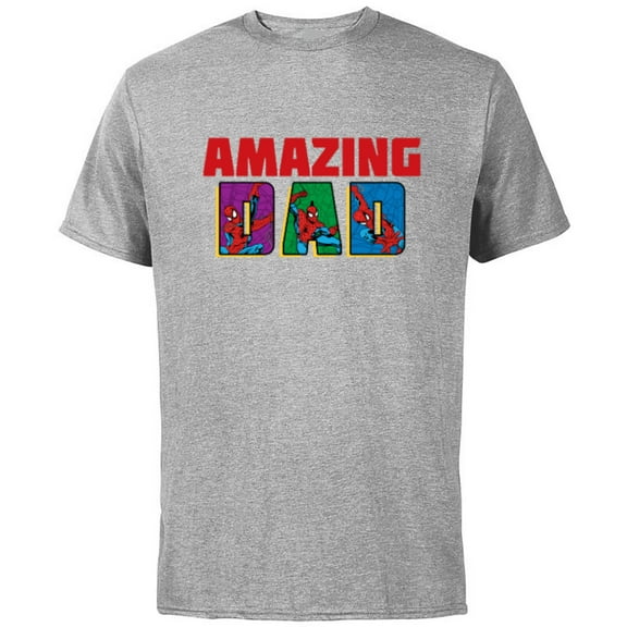 Marvel Spider-Man Amazing Dad Birthday Father’s Day - Short Sleeve Cotton T-Shirt for Adults - Customized-Athletic Heather