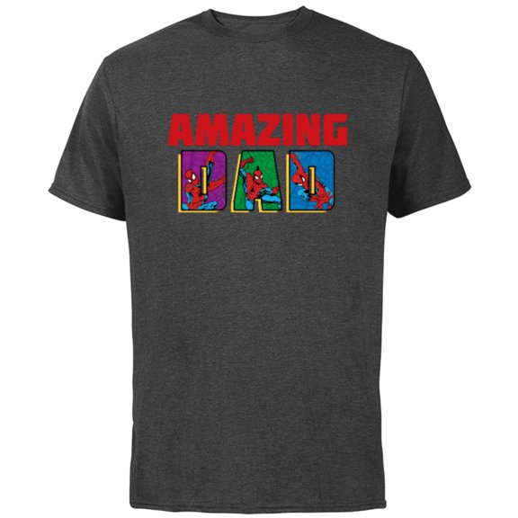 Marvel Spider-Man Amazing Dad Birthday Father’s Day - Short Sleeve Cotton T-Shirt for Adults - Customized-Charcoal
