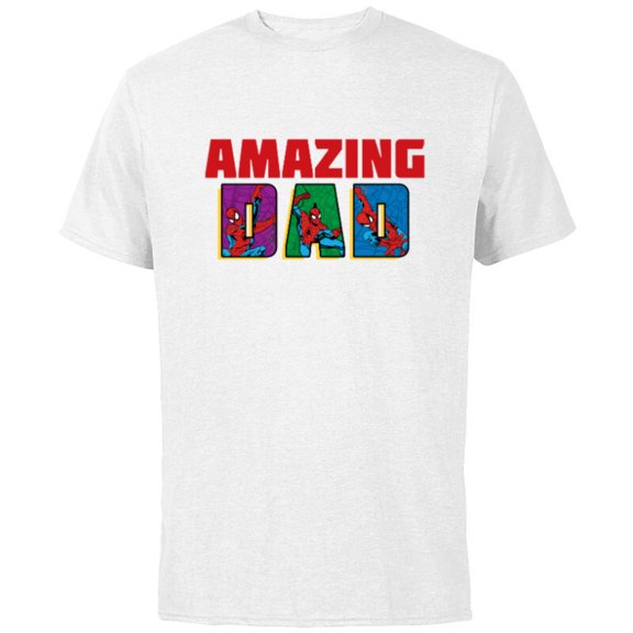 Marvel Spider-Man Amazing Dad Birthday Father’s Day - Short Sleeve Cotton T-Shirt for Adults - Customized-White