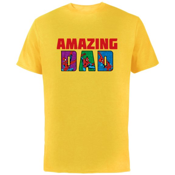 Marvel Spider-Man Amazing Dad Birthday Father’s Day - Short Sleeve Cotton T-Shirt for Adults - Customized-Yellow