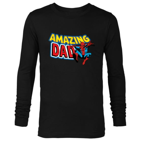 Marvel Spider-Man Amazing Dad Comic Book Men's - Long Sleeve T-Shirt for Men - Customized-Black