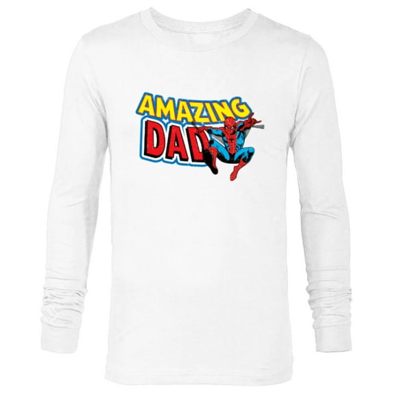 Marvel Spider-Man Amazing Dad Comic Book Men's - Long Sleeve T-Shirt for Men - Customized-White