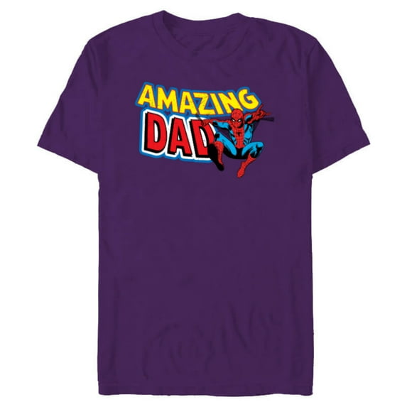 Marvel Spider-Man Amazing Dad Comic Book Men's - Short Sleeve Blended T-Shirt for Adults - Customized-Purple