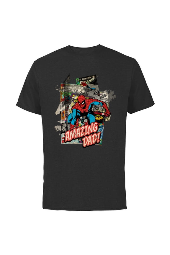 Spider-Man Amazing Dad Father's Day - Short Sleeve Cotton T-Shirt for Adults - Customized-Black