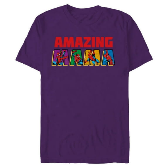 Marvel Spider-Man Amazing Mama Mom Birthday Mother’s Day - Short Sleeve Blended T-Shirt for Adults - Customized-Purple