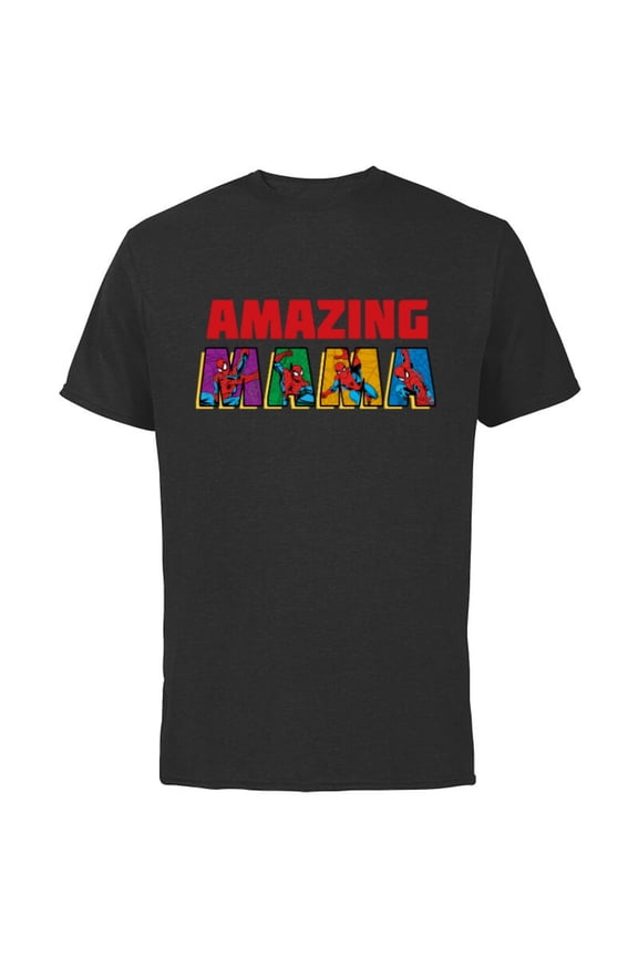 Spider-Man Amazing Mama Mom Birthday Mother’s Day - Short Sleeve Cotton T-Shirt for Adults - Customized-Black