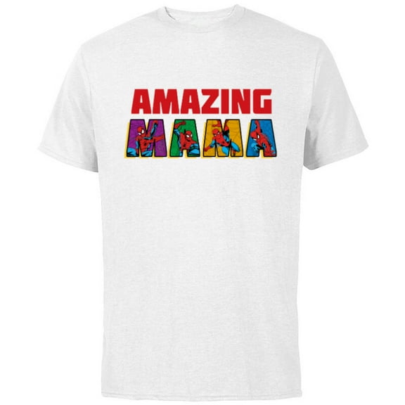 Marvel Spider-Man Amazing Mama Mom Birthday Mother’s Day - Short Sleeve Cotton T-Shirt for Adults - Customized-White