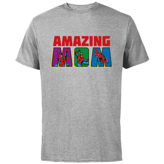 Marvel Spider-Man Amazing Mom Birthday Mother’s Day - Short Sleeve Cotton T-Shirt for Adults - Customized-Athletic Heather