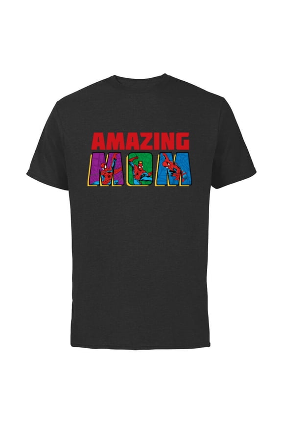 Spider-Man Amazing Mom Birthday Mother’s Day - Short Sleeve Cotton T-Shirt for Adults - Customized-Black