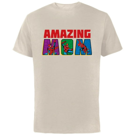 Marvel Spider-Man Amazing Mom Birthday Mother’s Day - Short Sleeve Cotton T-Shirt for Adults - Customized-Natural
