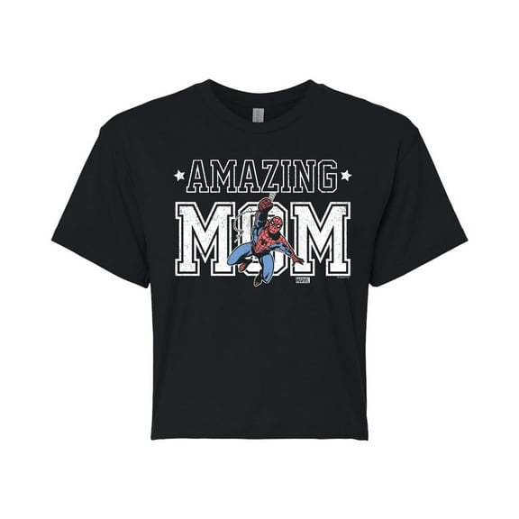 Marvel Spider-Man - Amazing Mom - Juniors Cropped Graphic T-Shirt