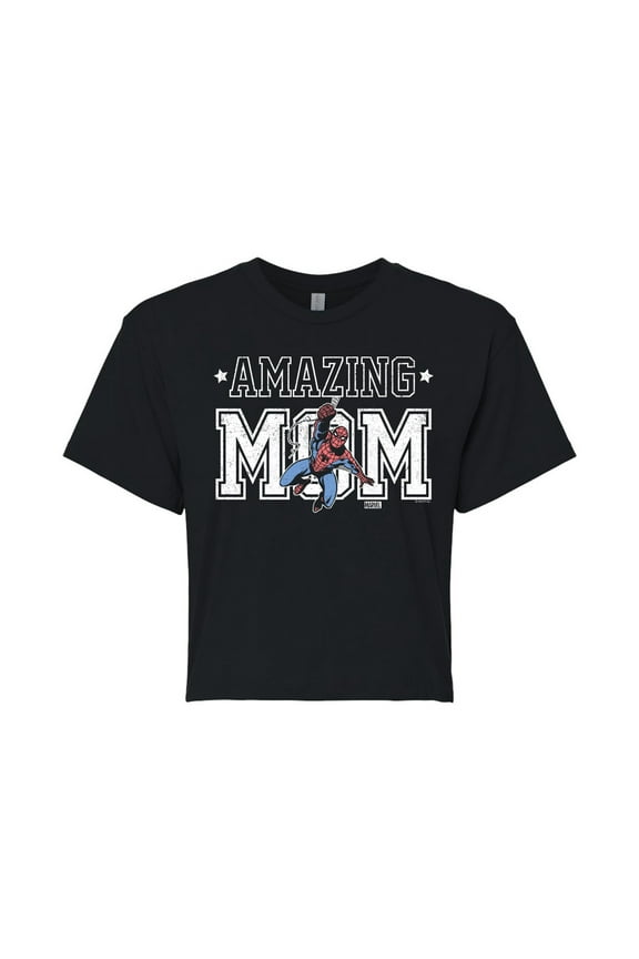 Spider-Man - Amazing Mom - Juniors Cropped Graphic T-Shirt