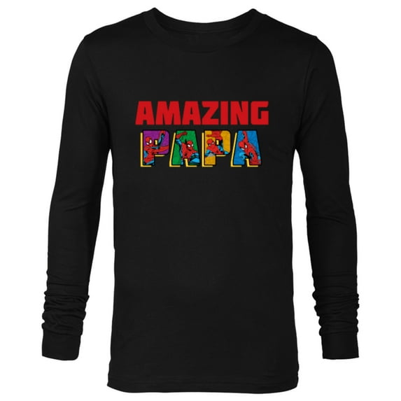 Marvel Spider-Man Amazing Papa Birthday Father’s Day - Long Sleeve T-Shirt for Men - Customized-Black