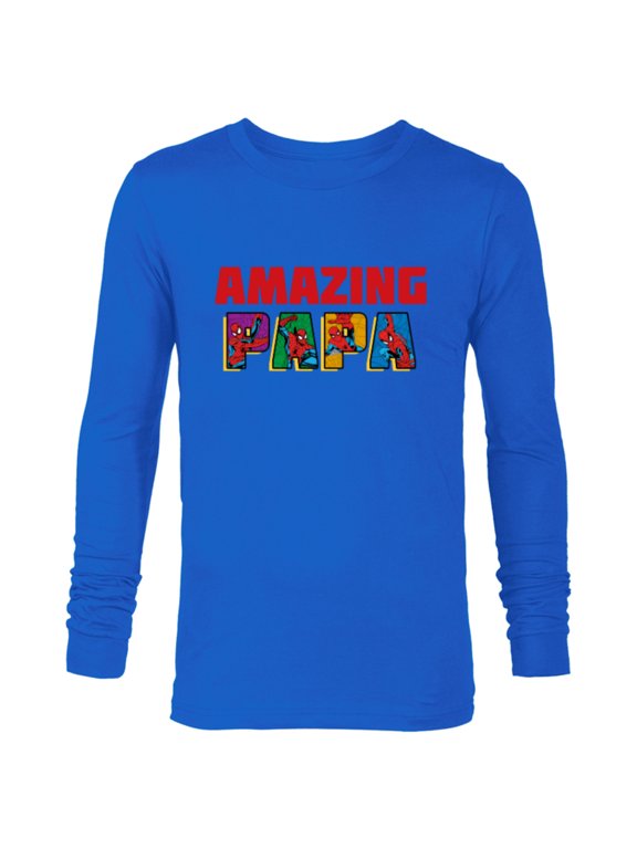 Spider-Man Amazing Papa Birthday Father’s Day - Long Sleeve T-Shirt for Men - Customized-Navy