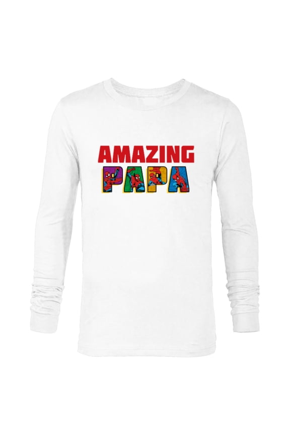 Spider-Man Amazing Papa Birthday Father’s Day - Long Sleeve T-Shirt for Men - Customized-White