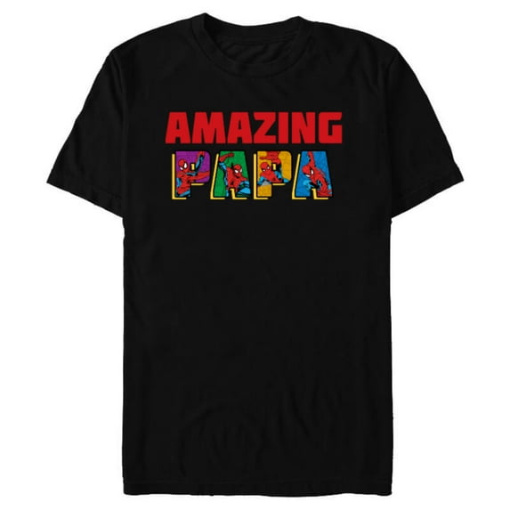Marvel Spider-Man Amazing Papa Birthday Father’s Day - Short Sleeve Blended T-Shirt for Adults - Customized-Black