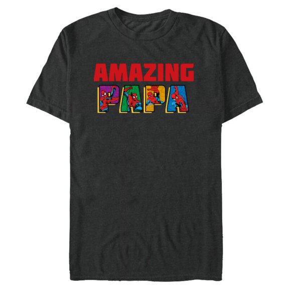 Marvel Spider-Man Amazing Papa Birthday Father’s Day - Short Sleeve Blended T-Shirt for Adults - Customized-Dark Heather