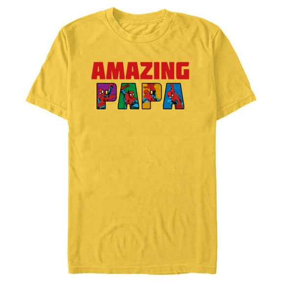 Marvel Spider-Man Amazing Papa Birthday Father’s Day - Short Sleeve Blended T-Shirt for Adults - Customized-Yellow