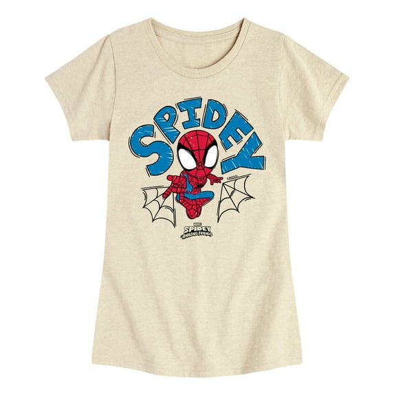 Marvel Spider-Man And His Amazing Friends - Doodle Spidey - Toddler and Youth Girls Fitted Short Sleeve Tee