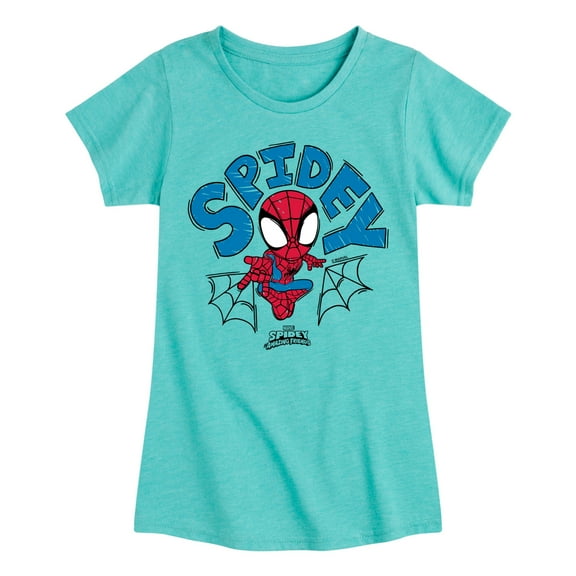 Marvel Spider-Man And His Amazing Friends - Doodle Spidey - Toddler and Youth Girls Fitted Short Sleeve Tee