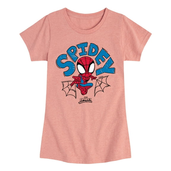 Marvel Spider-Man And His Amazing Friends - Doodle Spidey - Toddler and Youth Girls Fitted Short Sleeve Tee