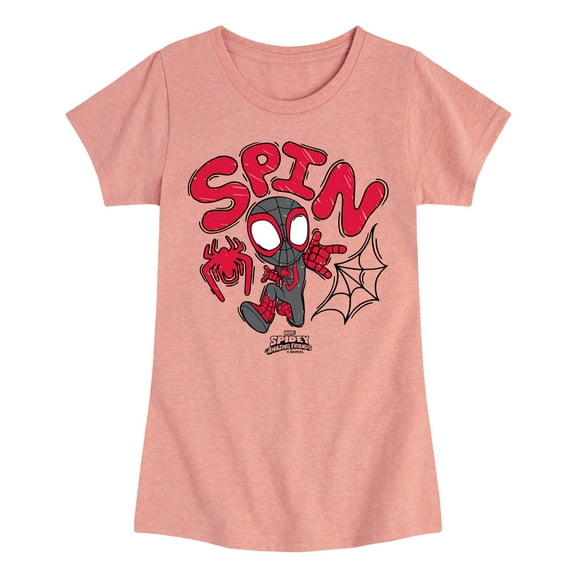 Marvel Spider-Man And His Amazing Friends - Doodle Spin - Toddler and Youth Girls Fitted Short Sleeve Tee